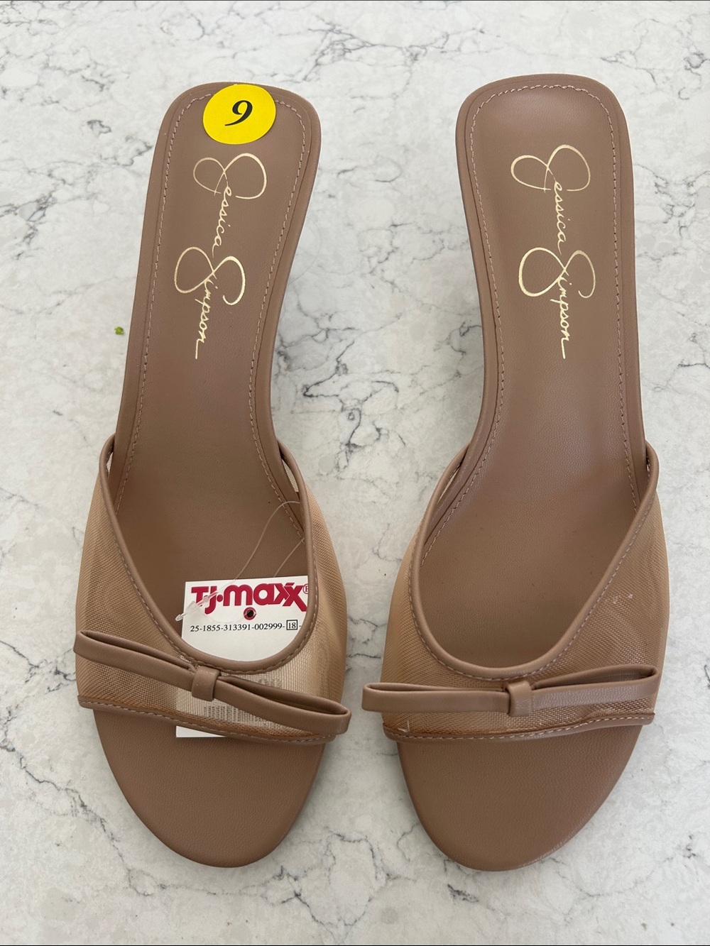 Jessica Simpson Taupe Bow Slide Mules